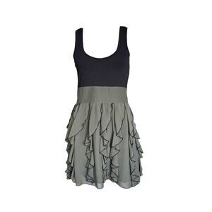 Express Black and Olive Green Ruffle Mini Dress